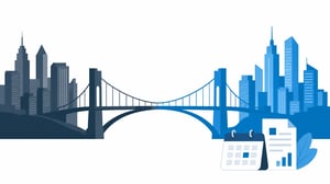 Bridge Between City Skylines with Calendar Motif